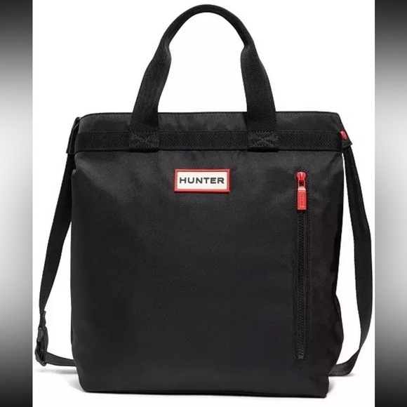 Hunter Black Textile Padded Hybrid Backpack Tote Adjustable Strap NEW